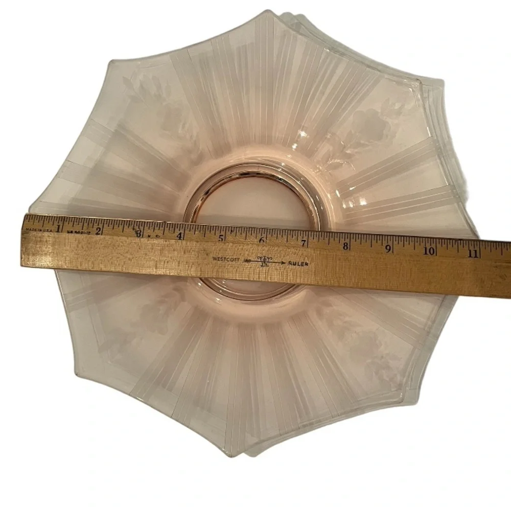 Vintage Pink Depression Glass Dessert Plate or Server  | Sunburst Floral Etched